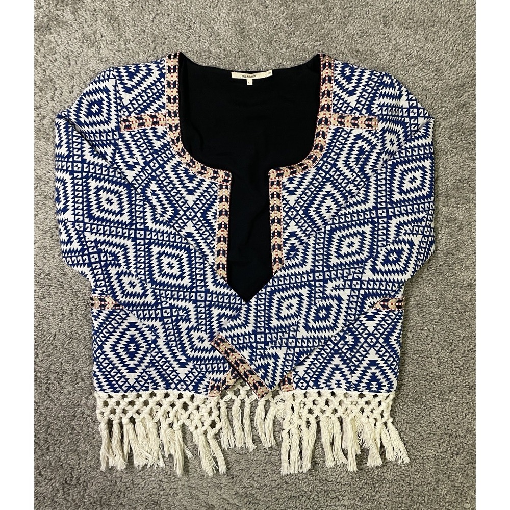 Crop Fringe Open Front Jacket - Tula Rosa